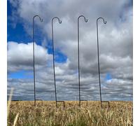 Pack of 4 Garden Shepherds Crook Black Metal Border Hooks (2.18m)