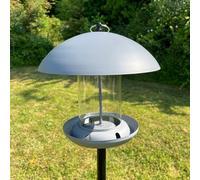 Selections Pole Mounted Metal Bird Seed Feeder Table With Dome Roof