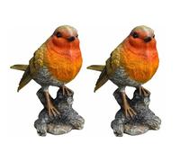 Selections Red Robin on a Tree Stump Resin Garden Ornament - Pack of 2