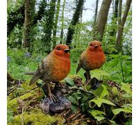 Selections Robin Redbreast Perched On A Tree Stump Garden Ornament (Set Of 2)