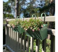 Selections Metal Railing Planters Sage Green Outdoor Balcony Hanging Pots - Pack of 2