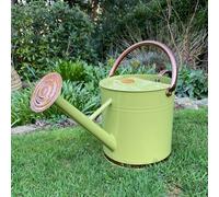 Sage Green & Copper Metal Watering Can with Rose (9 Litre)