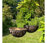 Selections Cast Iron Garden Hanging Basket Planters (25.5cm) Pack of 2