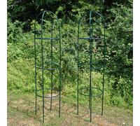 Selections Set Of 2 Green Metal Garden Obelisks