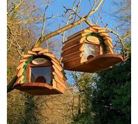 Selections Set Of 2 Hanging Wooden Wildlife Squirrel Feeders