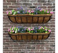 Selections Set Of 2 Manor Garden Black Metal Wall Basket Manger Trough Planters (90Cm)