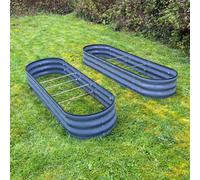Selections Large Metal Oval Raised Vegetable Bed Garden Planter in Dark Grey - Pack of 2