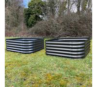 Selections Set Of 2 X Large Metal Raised Vegetable Bed In Dark Grey (120Cm)
