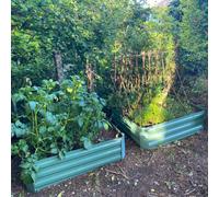 Set of 2 x Metal Raised Vegetable Beds in Green (100cm x 30cm)