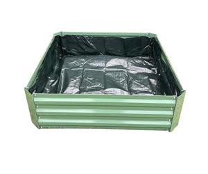 Selections Square Metal Raised Vegetable Bed Garden Planter in Green with Liner (100cm x 30cm)