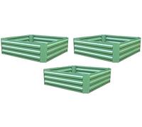Selections Square Metal Raised Vegetable Beds Garden Planters in Green (100cm x 30cm) - Pack of 3