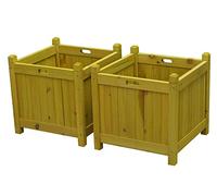 Selections Square Wooden Garden Planter Boxes in Tan (43cm) - Pack of 2