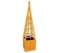 Selections Square Wooden Garden Planter with Obelisk Plant Support Frame & Liner