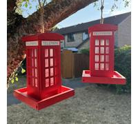 Selections Telephone Box Wooden Garden Wild Bird Seed Feeder (Set Of 2)