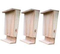 Selections Wooden Bat Box House for Roosting with Landing Perch and Grooved Interior - Pack of 3