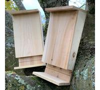 (Set of 2 Wooden Bat Boxes with Landing Perch) Wooden Bat Box with Landing Perch
