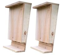 Selections Wooden Bat Box House with Landing Perch and Grooved Interior (Pack of 2)