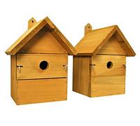 Selections Wooden Birdhouse Garden Nest Boxes with Interchangeable Hole Sizes (Pack of 2)