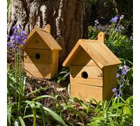 Selections Wooden Birdhouse Garden Nest Boxes With Interchangeable Hole Sizes (Pack Of 2)