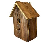 Selections Wooden Birdhouse Nest Box with Bark Exterior to Blend in with Vegetation for Protection