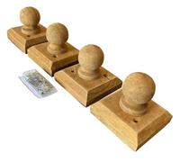 Selections Wooden Garden Fence Post Finial Ball Cap Newel Topper- Pack of 4