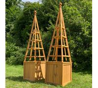 Selections Wooden Garden Obelisk Patio Planter With Liner (Set Of 2)