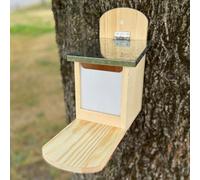 Selections Wooden Wall Mounted Squirrel Feeder With Feeding Platform & Metal Roof