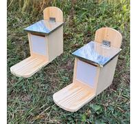 Selections Wooden Wall Mounted Squirrel Feeder With Feeding Platform & Metal Roof (Set Of 2)