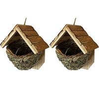 Selections Woven House Martin Bird Rounded Cup Nester with Roof (Pack of 2)