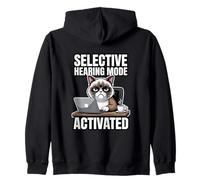 Selective Hearing Mode Activated Office Cat Zip Hoodie