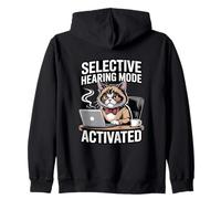 Selective Hearing Mode Activated Office Cat Zip Hoodie
