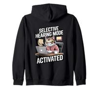 Selective Hearing Mode Activated Office Cat Zip Hoodie