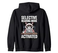 Selective Hearing Mode Activated Office Cat Zip Hoodie