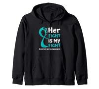 Selective Mutism Awareness Teal Ribbon Hope Family Fighter Zip Hoodie