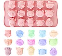 Selecto Bake 1 Piece Animals Chocolate Mould Pig, Giraffe, Panda, Sheep, Elephant 15 Cavity Animals Shaped Ice Cube, Chocolate, Jelly, Pudding Silicone Mould ice Tray