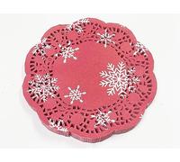Selecto Bake 100 Pcs Red Christmas Cake Decorating Pads Lace Paper Doilies 6.5'' (16.5cm)