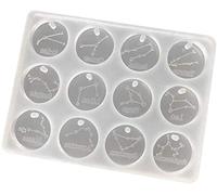 Selecto Bake 12 Constellation Mould, Silicone Zodiac Mould Constellation Pendant Horoscope Mold Resin Jewellery Round Necklace Pendant Moulds Star Sign Moulds Epoxy Resin Casting
