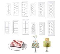 Selecto Bake 12 Pcs Cake Fondant Cutter, Fish Scale Fondant Cutters 4 Size Geometric Biscuit Mould Decorating Cookie Cutter Cake Border Decorating Tool for Square, Hexagon