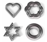 Selecto Bake 12 Pcs Cookie Cutters Shapes Baking Set, Heart Flower Round Star Shape Biscuit Stainless Steel Metal Molds Cutters for Kitchen Baking Small Cookie Cutters