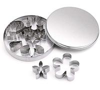 Selecto Bake 12 Pieces Spring Mini Cookie Cutters Leaf Rose Petal Teardrop Flower Shapes Metal Biscuit Cutter Cake Tool Sugar Craft DIY Model Set