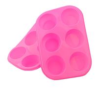Selecto Bake 2 X Silicone Bun/Muffin Tray Non Stick Baking Cupcake Mould 6 Cup Pan Food Grade (Pink)
