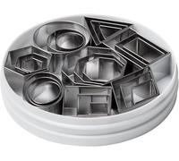 Selecto Bake 24 Pieces Stainless Steel Geometric Shapes Mini Cookie Cutters, Biscuit Cookie Cutters Molds Geometric Shapes with Tinplate Box for DIY Baking