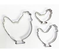 Selecto Bake 3 Pieces of Farm Chicken Cutters Set Stainless Steel Cookie Stamps Sandwich Cutter Fondant Cake Mould Biscuit Press