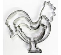 Selecto Bake 3 Pieces of Farm Rooster Cutters Set Stainless Steel Cookie Stamps Sandwich Cutter Fondant Cake Mould Biscuit Press
