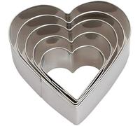 Selecto Bake 5 Pieces of Heart Cutters Set Stainless Steel Cookie Stamps Sandwich Cutter Fondant Cake Mould Biscuit Press