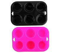 Selecto Bake 6 Cup Silicone Bun/Muffin Mould Cupcake Yorkshire Pudding Non Stick Tray Baking Black, Pink Pack of 2