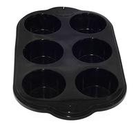 Selecto Bake 6 Cup Silicone Bun, Muffin Tray Non Stick Tin Baking Pudding Mold, 6 Cup Muffin Pan Non Stick Cupcake Baking Mould Silicone, Black