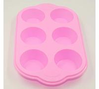 Selecto Bake 6 Cup Silicone Bun, Muffin Tray Non Stick Tin Baking Pudding Mold, 6 Cup Muffin Pan Non Stick Cupcake Baking Mould Silicone (Pink)