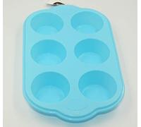 Selecto Bake 6 Cup Silicone Bun, Muffin Tray Non Stick Tin Baking Pudding Mold, 6 Cup Muffin Pan Tray Non Stick Cupcake Baking Mould, Blue