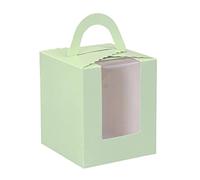 Selecto Bake 6 Pcs Paper Cupcakes Boxes, Portable Single Individual Cupcake Gift Boxes with Window Inserts Handle for Wedding Candy Boxes (Green)